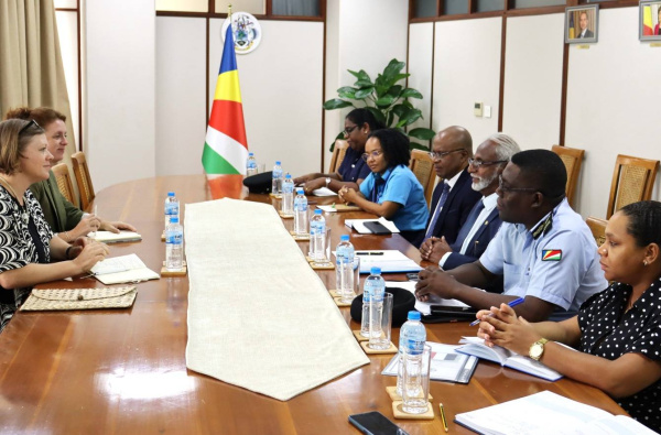 Farewell Courtesy Call of Mrs. Olivia Berkeley-Christmann Ambassador of the Republic of France to the Republic of Seychelles 